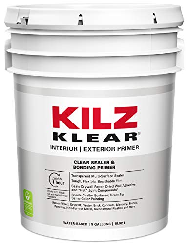 KILZ Klear Multi-Surface Stain Blocking Interior/Exterior Latex Primer/Sealer, Clear, 5 gallon