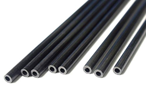 8pcs 3mm Round Carbon Fiber Wing Tube 3mmx1.5mmx420mm (pultrusion) for Quadcopter, RC Airplanes