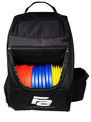 Fit Active Sports Discs Golf Backpack | 28 Disc Capacity | Lightweight and Durable | 2 Side Pockets with Water Bottle Holder | Travel Bag