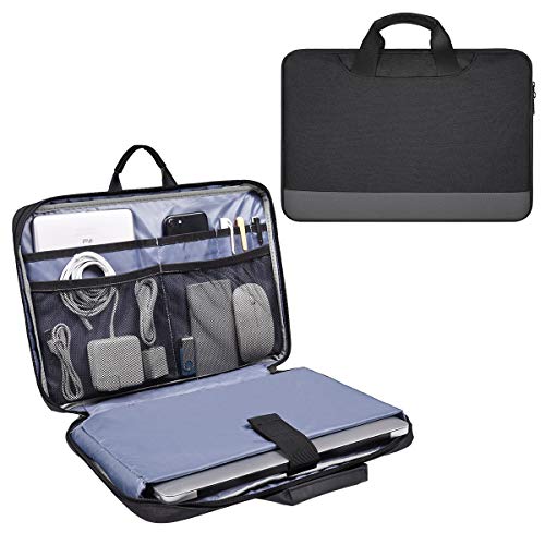 15.6 Inch Laptop Sleeve Bag, Waterproof Men Women Business Briefcase with Accessories Organizer for HP Envy X360 15.6, Acer Aspire/Chromebook 15, Dell Inspiron 15, ASUS Lenovo MSI Carrying Case,Black
