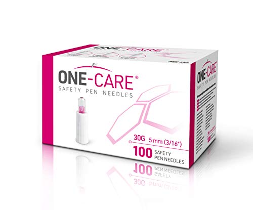 MediVena ONE-CARE Safety Pen Needles, 30G, 5mm, Box of 100, Compatible with Most injectors