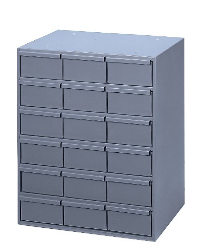Durham 006-95 Gray Cold Rolled Steel Vertical Storage Cabinet, 17-1/4' Width x 21-1/4' Height x 11-5/8' Depth, 18 Drawer