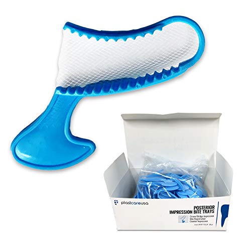 50 Posterior Blue Disposable Dental Bite Registration Trays, Dental Tools for Impressions, Mouth Trays for Teeth Molds, 1 Box of 50 Bite Trays