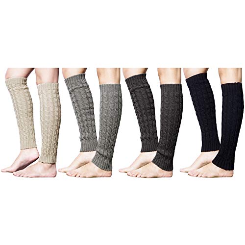 Loritta 4 Pairs Women Knit Leg Warmers Winter Warm Long Boot Socks, Multi 0A