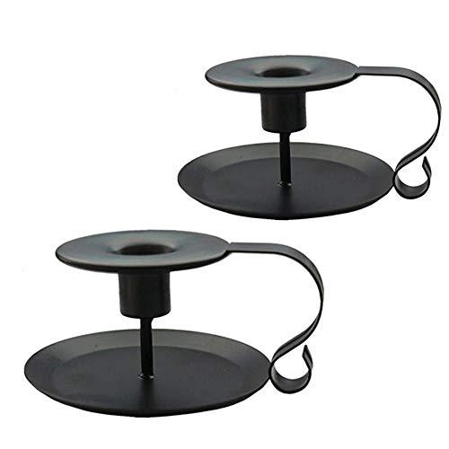 Wrought Iron Taper Candle Holder,Iron Candle Holders (1X2, Black)