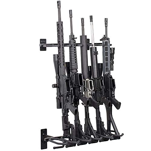 Hold Up Displays - Gun Rack and Rifle Storage Holds 6 Winchester Remington Ruger Firearms and More - Heavy Duty Steel - Made in USA