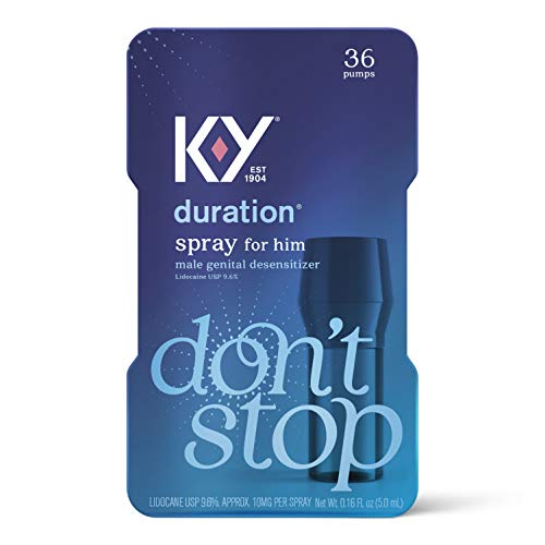 Duration Spray for Men, K-Y Male Genital Desensitizer Numbing Spray to Last Longer, 0.16 fl oz, 36 Sprays, Made with Lidocaine to Help Men Last Longer in Bed