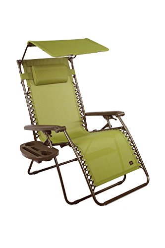 Bliss Hammocks Zero Gravity Chair with Canopy and Side Tray, Sage Green, 31' Wide