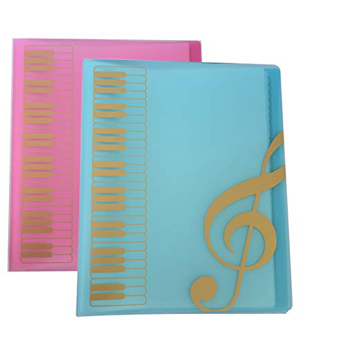 WOGOD Music Sheet File Paper Documents Storage Folder Holder Plastic.A4 Size,40 Pockets (1 Blue+1 Pink)