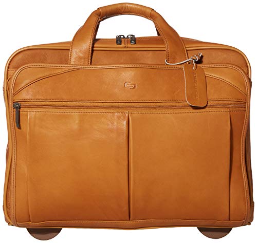 Solo New York Walker Leather Rolling Laptop Bag, Tan