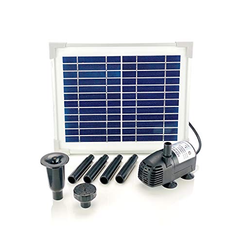 AEO Solar Water Pump Kit 12V DC Brushless Submersible 124GpH Water Pump w/ 5W Solar Panel for Bird Bath, Fish Tank, Small Pond, Garden Decoration, Water Circulation for Oxygen (No Backup Battery)