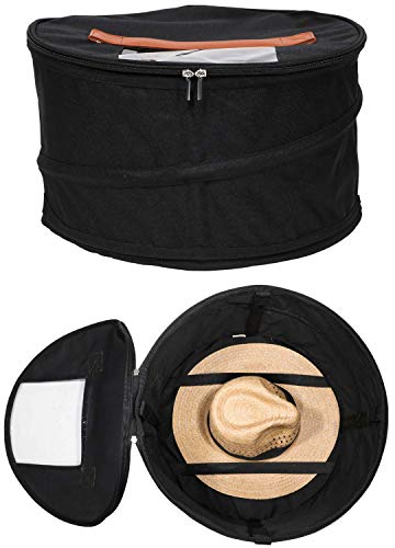 HappiBox Hat Storage Box | Stuffed Animal Toy Storage | Stackable Round Pop-up Container | Travel Hat Boxes for Women & Men | Closet Organizer w Lid | Dust Cover Cowboy Sun Beach Hats (Black, 1 Pack)