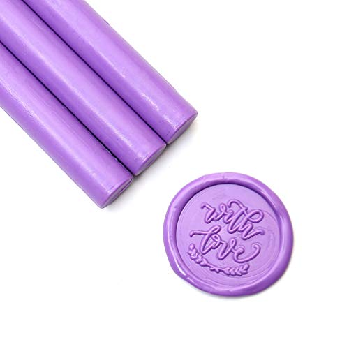 UNIQOOO Mailable Glue Gun Sealing Wax Sticks for Wax Seal Stamp - Lavender Purple, Great for Wedding Invitations, Cards Envelopes, Snail Mails, Wine Packages, Gift Ideas, Pack of 8