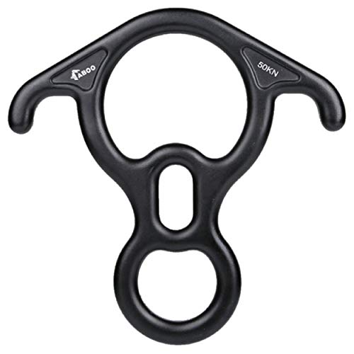 Azarxis 50KN Rescue Figure, 8 Descender Large Bent-Ear Belaying and Rappelling Gear Downhill Equipment Belay Device Climbing for Rock Climbing Peak Rescue (Black)