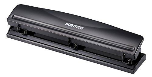 Bostitch 3 Hole Punch, 12 Sheets, Black (KT-HP12-BLK)