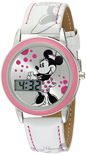Disney Kids' MN1022 Minnie Mouse Watch with White Leather Band