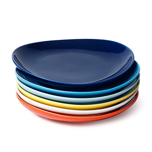 Sweese 151.002 Porcelain Dessert Salad Plates - 7.8 Inch - Set of 6, Hot Assorted Colors