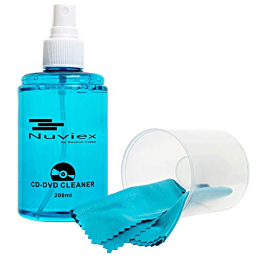 Premium CD Cleaner Solution Spray - Compact Disc CD-DVD Cleaning Fluid with Microfiber Anti-Static Cloth 7oz