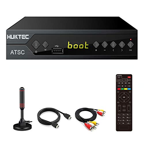 Converter Box for TV, Huktec Digital TV Converter Box HDTV Digital Converter for Analog TV, HD 1080P TV with Recorder, ATSC HDTV Digital Converter with Tuner, Pause Live