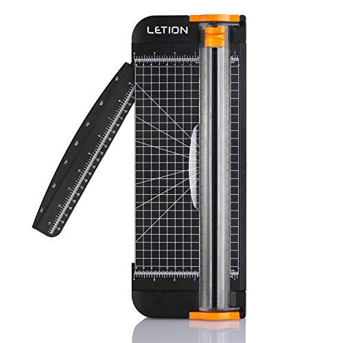 LETION Trimmer Titanium 12 inch A4 Cutter with Automatic Security Safeguard Guillotine for Coupon, Craft Paper, Label and Photo(Black) Swingline