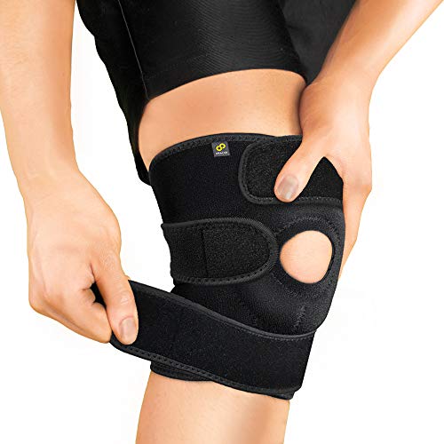 Bracoo Adjustable Compression Knee Support Brace for Men Women - Arthritis Pain, Injury Recovery, Running, Workout, KS10 (Black)