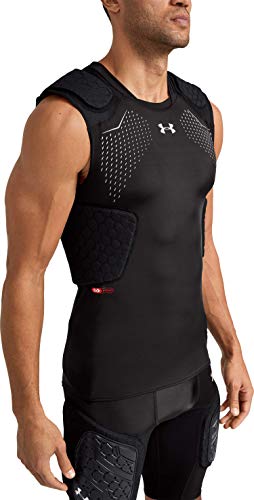 Under Armour Gameday Pro 5-Pad Football Compression Top, Football padded Top, Youth & Adult sizes, Black, Adult - Medium