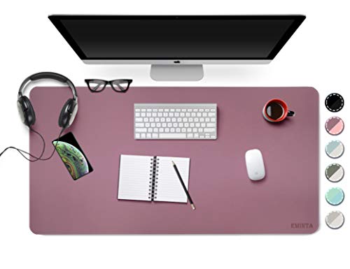 Dual Sided PU Leather Desk Pad, 2019 Upgrade Sewing Edge Office Desk Mat, Waterproof Desk Blotter Protector, Desk Writing Mat Mouse Pad (Purple/Pink, 31.5' x 15.7')