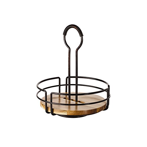 Gourmet Basics by Mikasa Handover Acacia Wood Rotating Condiment Caddy, One Size, Antique Black