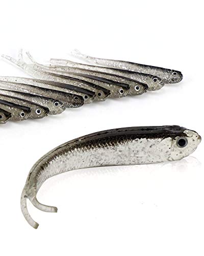 Beoccudo Fishing Lures Bass Bait, Soft Plastic Split Tail Lure Set -24pcs Jerk Minnow Swimbait