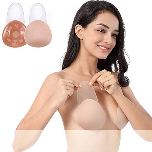 MITALOO Adhesive Bra Invisible Strapless Bra Push Up Backless Sticky Bra for Women Beige