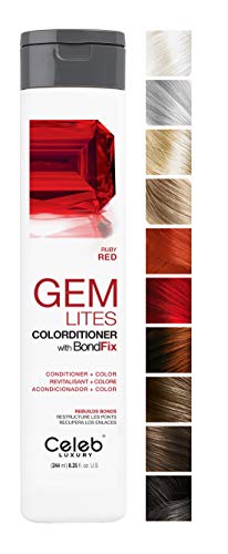 Celeb Luxury Gem Lites Colorditioner, Semi-Permanent Professional Hair Color Depositing Conditioner, Ruby