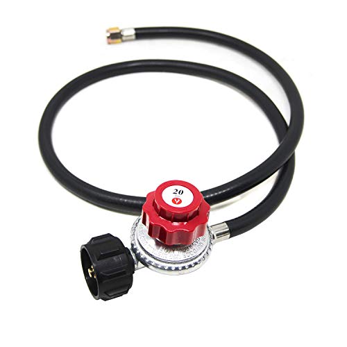 Gas One 4 ft High Pressure Propane 0-20 PSI Adjustable Regulator with QCC-1 type Hose - Works With Newer U.S. Propane Tanks