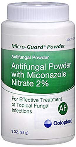 MICRO-GUARD Antifungal Powder (Pack of 2) Contains 2% Miconazole Nitrate. 3 oz Each - Treats Athlete's Foot, Ringworm, Jock Itch and Works Well Under Skin Folds - Coloplast