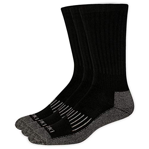 Dickies Men's Heavyweight Cushion Compression Work Crew Socks, Black (3 Pairs), Shoe Size: 6-12