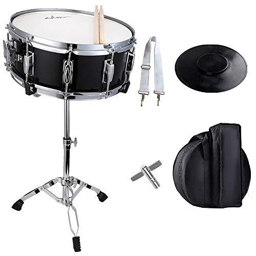 ADM Student Snare Drum Set with Gig Bag, Sticks, Stand & Practice Pad Kit, Black