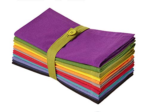 COTTON CRAFT Classic Cotton Kaleidoscope Set of 12 Pure Cotton 20 x 20 Inch Dinner Napkins, Assorted Colors