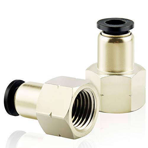 Tailonz Pneumatic Female Straight 1/4 Inch Tube OD x 1/4 Inch NPT Thread Push to Connect Fittings PCF-1/4-N2(Pack of 10)