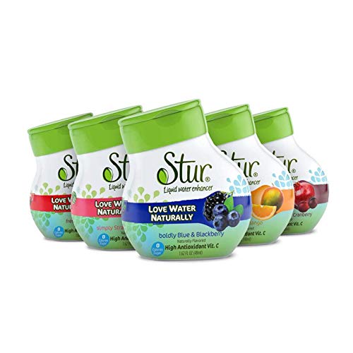 Stur - Classic Variety Pack, Natural Water Enhancer (5 Bottles, Makes 100 Flavored Waters) - Sugar Free, Zero Calories, Kosher, Keto Friendly Liquid Drink Mix Sweetened with Stevia