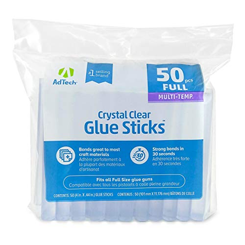 Adtech (220-14ZIP50) Full-Size Hot purpose glue sticks for crafting, scrapbooking & more, 4' 50ct, Clear, 50 Count