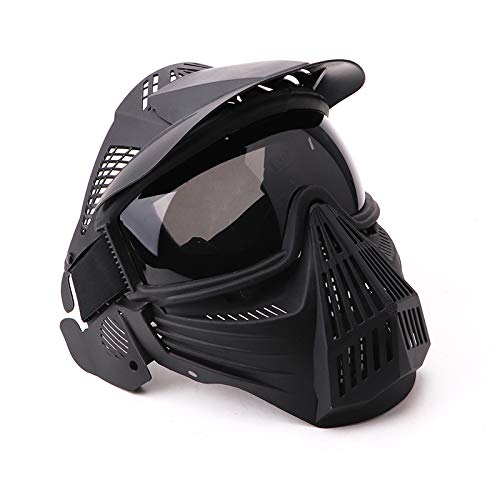 NINAT Tactical Paintball Mask Airsoft Masks Full Face with Greylens Lens Goggles Eye Protection for CS Survival Games Airsoft Shooting Halloween Cosplay Safety Mask Paintball Black
