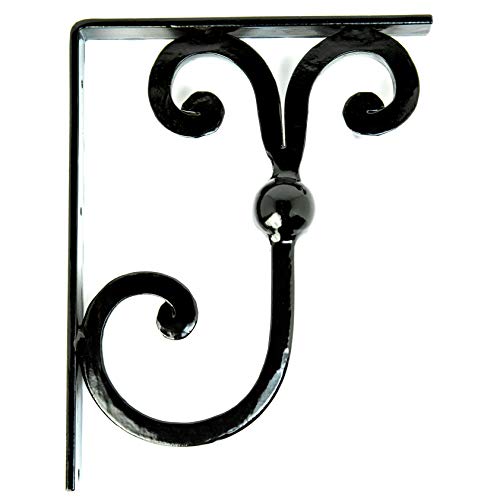 Black Scroll 13”x11” Premium Heavy Duty Wrought Iron Countertop Brackets | Handcrafted Powder Coated Decorative Bracket Corbels for use with Interior/Exterior Granite Countertops Mantels