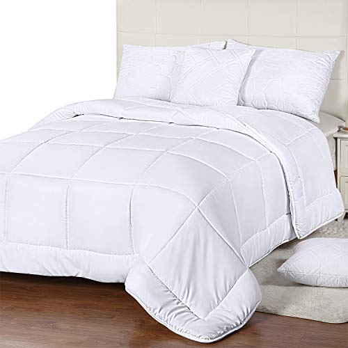 Utopia Bedding All Season Down Alternative Quilted Comforter Queen - Queen Duvet Insert with Corner Tabs - Machine Washable - Duvet Insert Stand Alone Comforter - Queen/Full - White