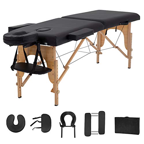 Massage Table Massage Bed Spa Bed 73” Long 2 Folding Portable Massage Table W/Carry Case Heigh Adjustable Salon Bed Face Cradle Bed