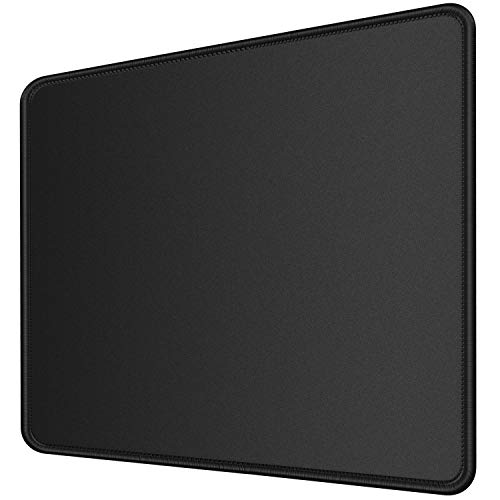 MROCO Computer Mouse Pad [30% Larger] with Non-Slip Rubber Base, Premium-Textured & Waterproof Mousepad with Stitched Edges, Mouse Pads for Computers, Laptop, Gaming, Office & Home, 8.5 x 11 in, Black