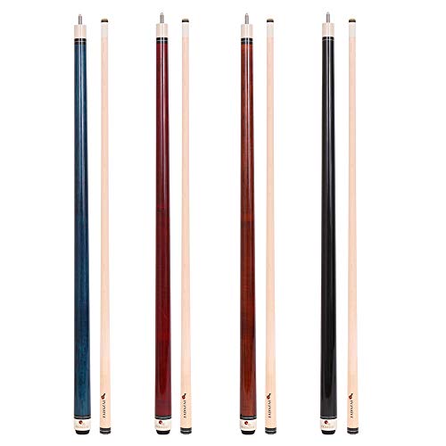 FADAZAI 4 Cues Sticks Pool Sticks 19.5 oz 58 inch Billiard House Bar Pool Cues (Blue-Dark red-Brown-Black)