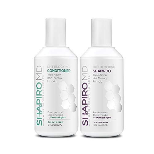 Hair Loss Shampoo and Conditioner | All-Natural DHT Blockers for Thinning Hair Developed by Dermatologists | Experience Healthier, Fuller & Thicker Looking Hair – Shapiro MD | 1-Month Supply