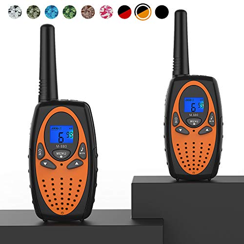 Topsung Two Way Radios for Adults, M880 FRS Walkie Talkie Long Range with VOX Belt Clip/Hands Free Walki Talki with Noise Cancelling for Women Kids Camping Hiking Cruise Ship (Orange 2 in 1)