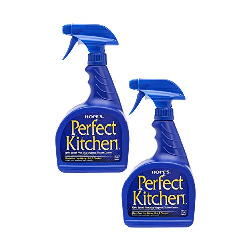 HOPE'S Perfect Kitchen Cleaner, All Purpose Cleaning Spray, No Residue Degreaser for Stovetops, Countertops, Sinks, Safe for Home Use, Pack of 2, 32 Ounce