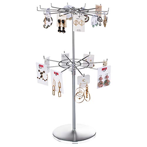 APL Display Stand 2 Tier/3 Tier Thicken Counter Top Spinner Rack Silver Metal for Malls, Showroom,Retail Store (Silver, 2 Tier)