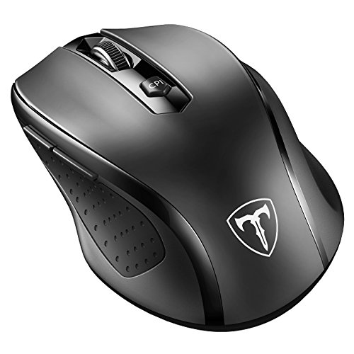 VicTsing MM057 2.4G Wireless Mouse Portable Mobile Optical Mouse with USB Receiver, 5 Adjustable DPI Levels, 6 Buttons for Notebook, PC, Laptop, Computer, Macbook - Black